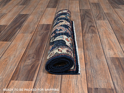 Blue 1'11" x 3'0" Tribal & Geometric Hand knotted Wool Rug - Sku: O02407