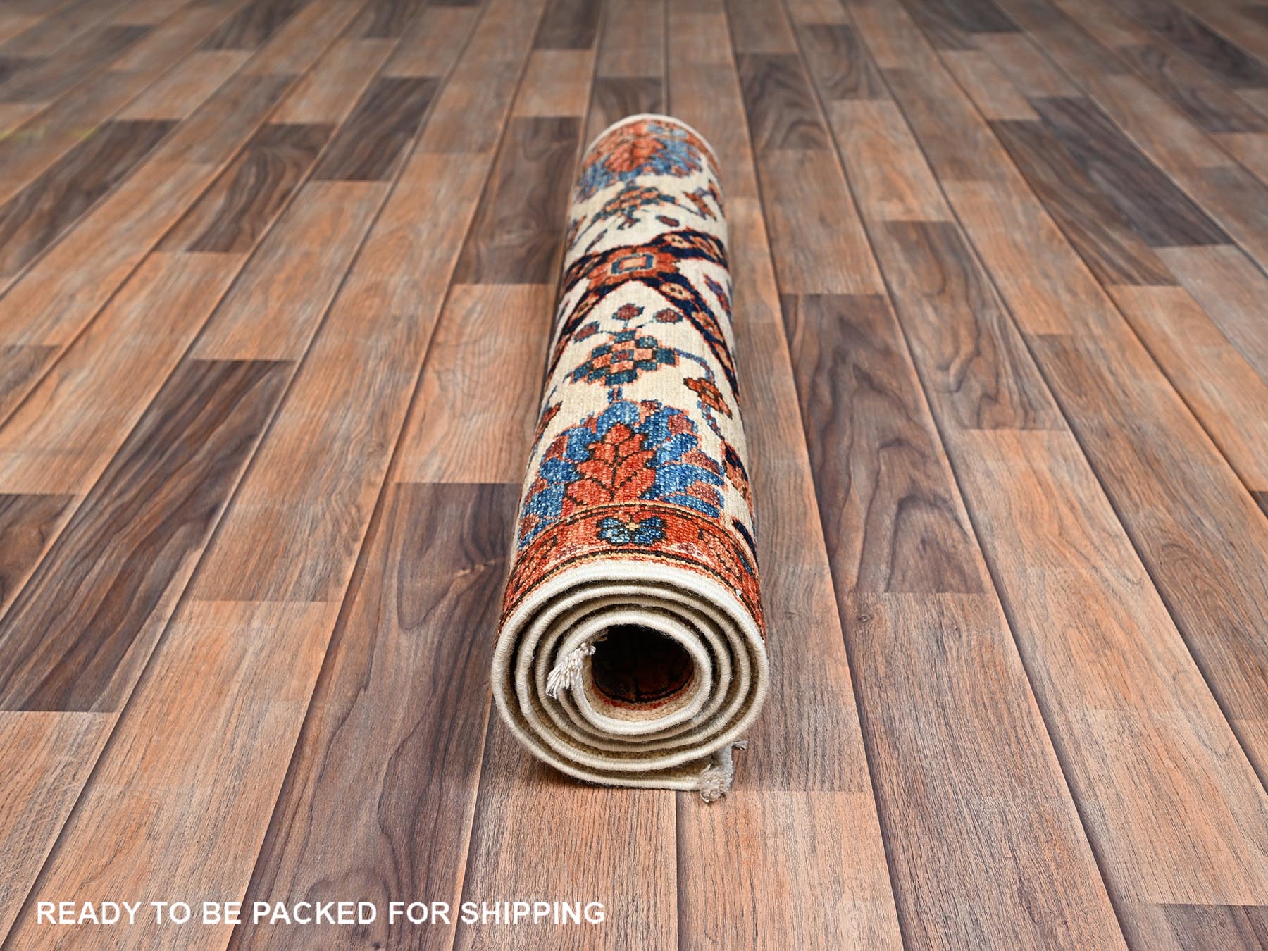 Tribal & Geometric hand-knotted wool rug in Ivory & Red, 2'10" x 4'3" — SKU O02409 (view 5)