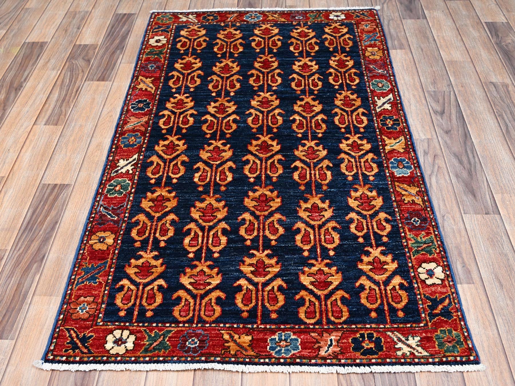 Blue 2'11" x 5'0" Tribal & Geometric Hand knotted Wool Rug - Sku: O02412