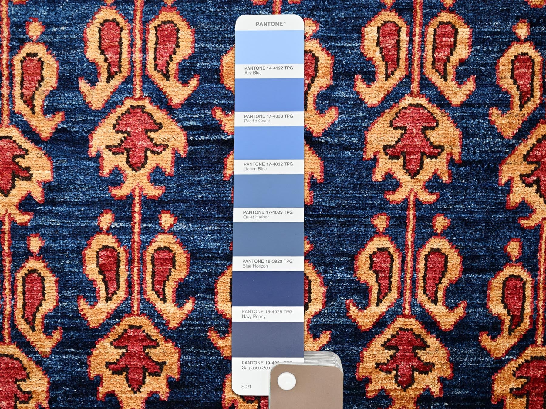 Tribal & Geometric hand-knotted wool rug in Blue & Red, 2'11" x 5' — SKU O02412 (view 4)