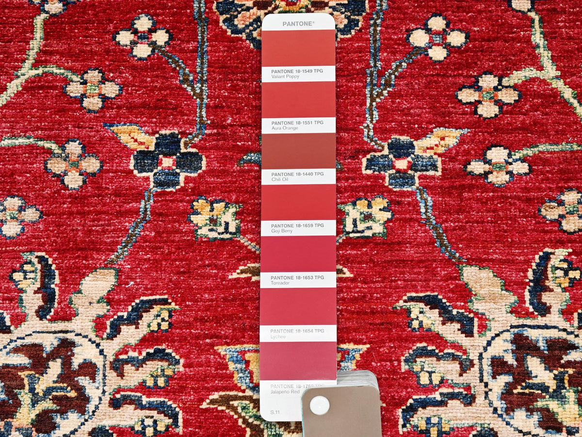 Tribal & Geometric hand-knotted wool rug in Red, 3'5" x 4'7" — SKU O02414 (view 4)