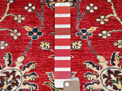 Tribal & Geometric hand-knotted wool rug in Red, 3'5" x 4'7" — SKU O02414 (view 4)