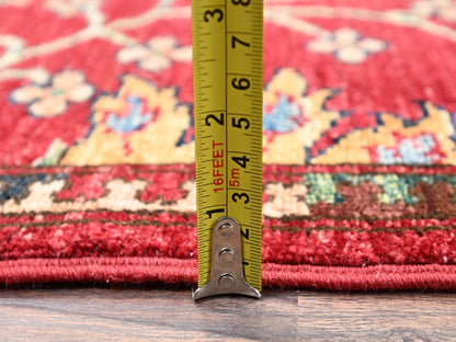 Tribal & Geometric hand-knotted wool rug in Red, 3'5" x 4'7" — SKU O02414 (view 6)