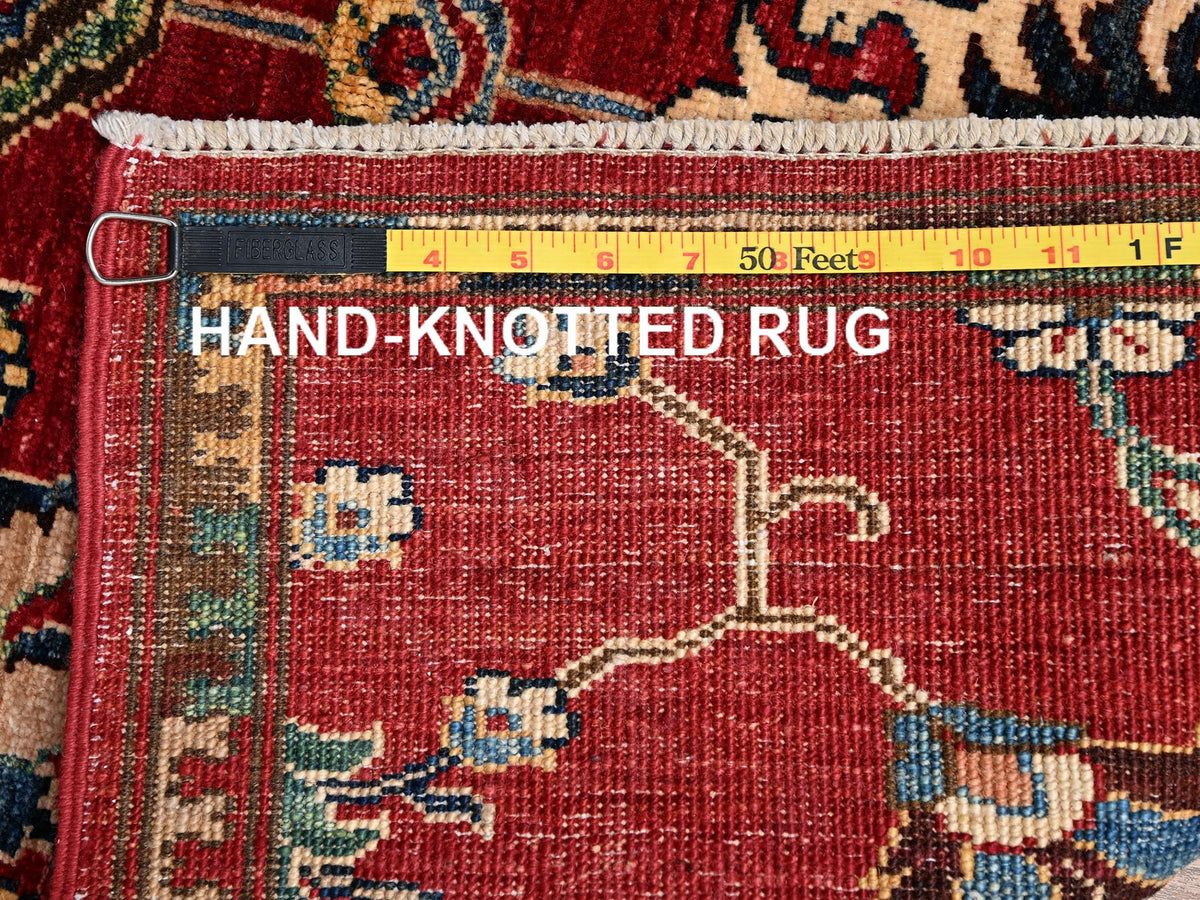Tribal & Geometric hand-knotted wool rug in Red, 3'5" x 4'7" — SKU O02414 (view 7)