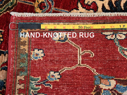 Tribal & Geometric hand-knotted wool rug in Red, 3'5" x 4'7" — SKU O02414 (view 7)