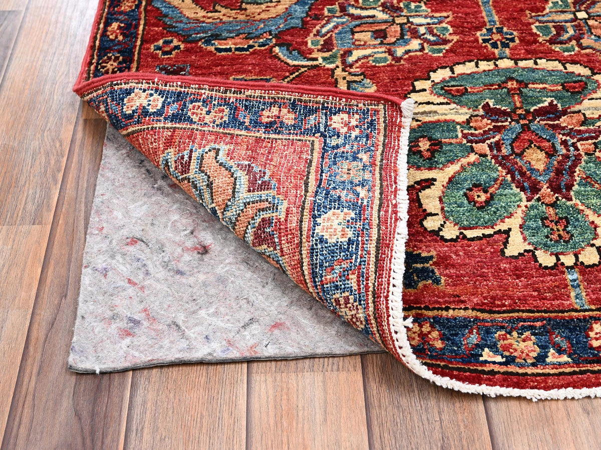 Heriz Tribal & Geometric hand-knotted wool rug in Red & Navy Blue, 3'2" x 4'9" — SKU O02417 (view 3)