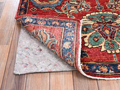 Heriz Tribal & Geometric hand-knotted wool rug in Red & Navy Blue, 3'2" x 4'9" — SKU O02417 (view 3)