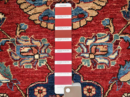 Heriz Tribal & Geometric hand-knotted wool rug in Red & Navy Blue, 3'2" x 4'9" — SKU O02417 (view 4)