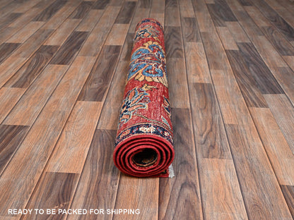 Heriz Tribal & Geometric hand-knotted wool rug in Red & Navy Blue, 3'2" x 4'9" — SKU O02417 (view 5)