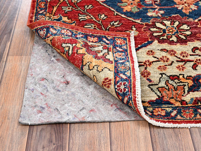 Heriz Tribal & Geometric hand-knotted wool rug in Red & Yale Blue, 3' x 4'11" — SKU O02418 (view 3)