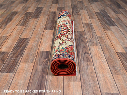 Heriz Tribal & Geometric hand-knotted wool rug in Red & Yale Blue, 3' x 4'11" — SKU O02418 (view 5)