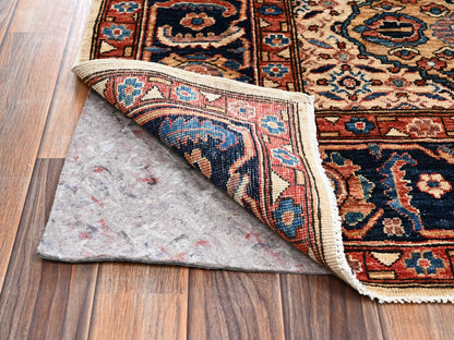 Senneh Tribal & Geometric hand-knotted wool runner in Ivory & Midnight Blue, 4' x 16'1" — SKU O02423 (view 3)