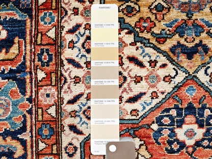 Senneh Tribal & Geometric hand-knotted wool runner in Ivory & Midnight Blue, 4' x 16'1" — SKU O02423 (view 4)