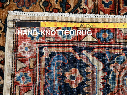 Senneh Tribal & Geometric hand-knotted wool runner in Ivory & Midnight Blue, 4' x 16'1" — SKU O02423 (view 7)