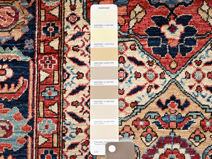 Senneh Tribal & Geometric hand-knotted wool runner in Ivory & Midnight Blue, 4'1" x 11'10" — SKU O02424 (view 4)