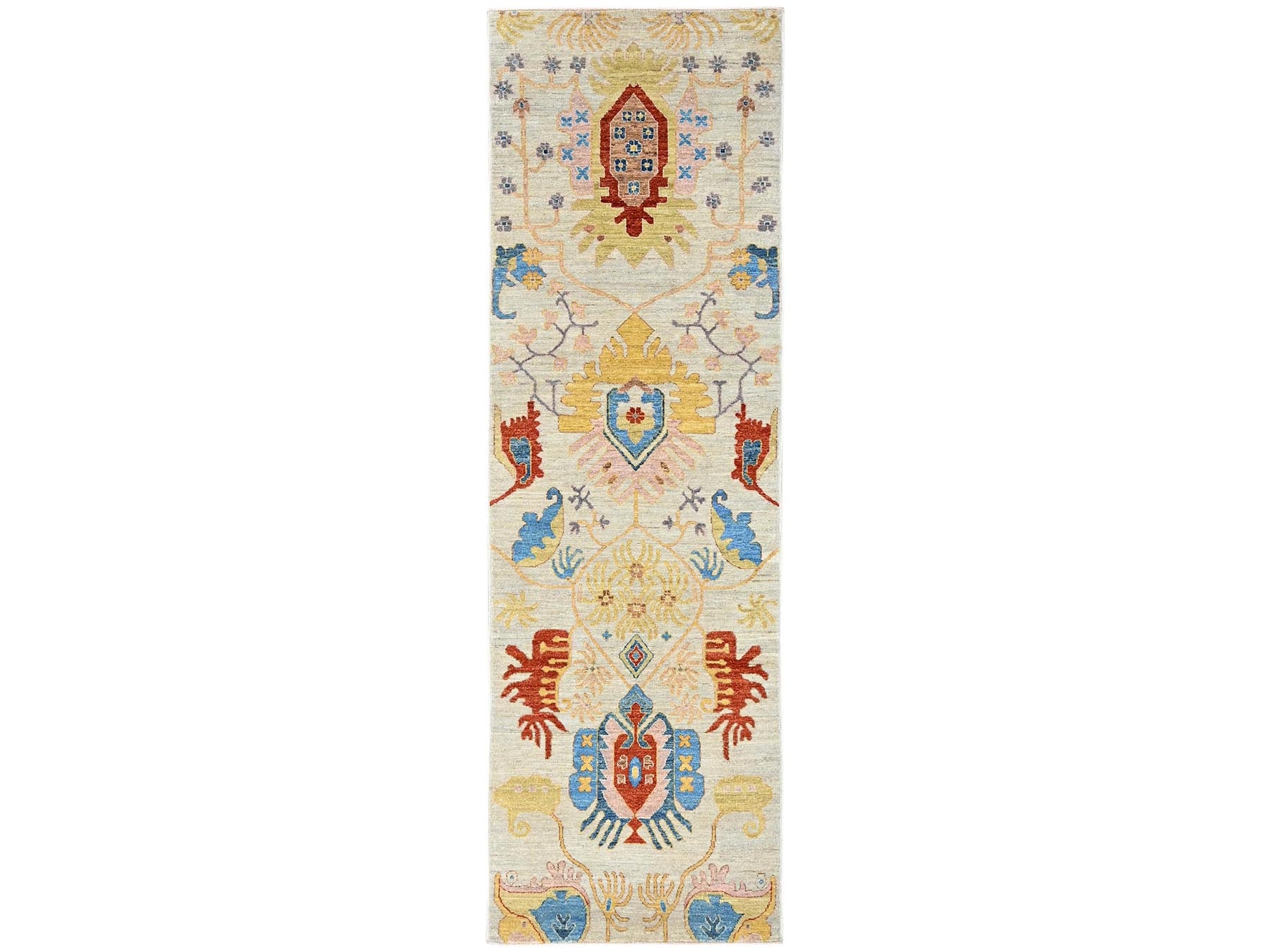Heriz Tribal & Geometric hand-knotted wool runner in Green, 2'11" x 9'9" — SKU O02427