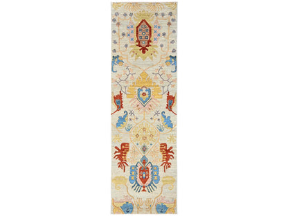 Heriz Tribal & Geometric hand-knotted wool runner in Green, 2'11" x 9'9" — SKU O02427