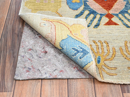 Heriz Tribal & Geometric hand-knotted wool runner in Green, 2'11" x 9'9" — SKU O02427 (view 3)