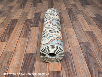 Blue 2'7" x 9'8" Tribal & Geometric Hand knotted Wool Rug - Sku: O02429
