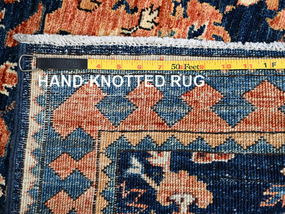 Blue 2'8" x 8'1" Tribal & Geometric Hand knotted Wool Rug - Sku: O02431