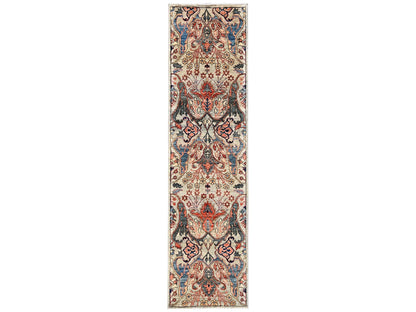 Tribal & Geometric hand-knotted wool runner in Green, 2'6" x 9'9" — SKU O02432