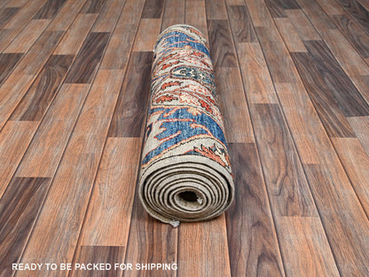 Green 2'6" x 9'9" Tribal & Geometric Hand knotted Wool Rug - Sku: O02432