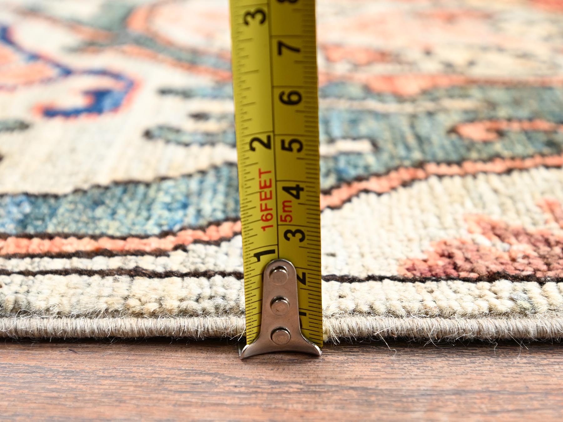 Tribal & Geometric hand-knotted wool runner in Green, 2'6" x 9'9" — SKU O02432 (view 6)