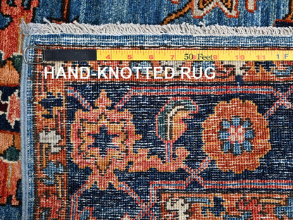 Heriz Tribal & Geometric hand-knotted wool runner in Blue & Navy Blue, 2'11" x 13'9" — SKU O02433 (view 7)