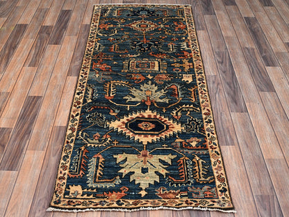 Blue 2'6" x 5'8" Tribal & Geometric Hand knotted Wool Rug - Sku: O02435