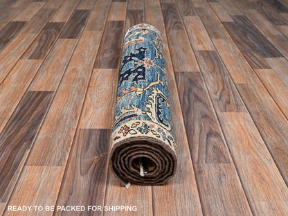 Blue 2'6" x 5'8" Tribal & Geometric Hand knotted Wool Rug - Sku: O02435