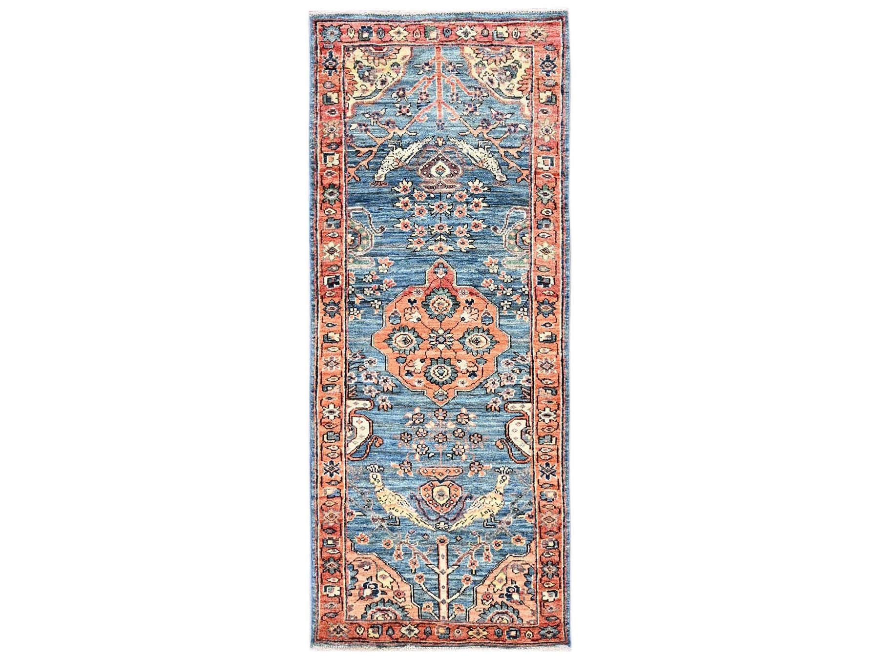 Blue 2'4" x 5'8" Tribal & Geometric Hand knotted Wool Rug - Sku: O02436