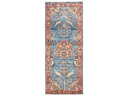 Blue 2'4" x 5'8" Tribal & Geometric Hand knotted Wool Rug - Sku: O02436