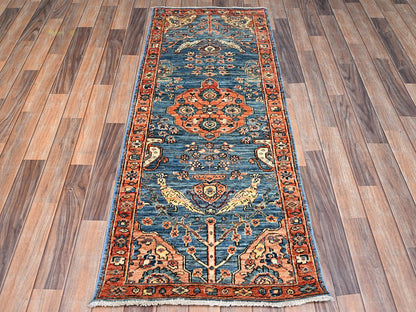Blue 2'4" x 5'8" Tribal & Geometric Hand knotted Wool Rug - Sku: O02436