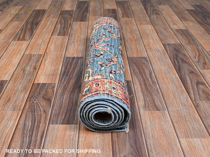 Blue 2'4" x 5'8" Tribal & Geometric Hand knotted Wool Rug - Sku: O02436
