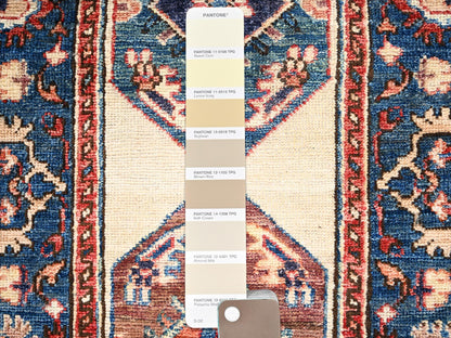 Heriz Tribal & Geometric hand-knotted wool runner in Ivory & Blue, 2'1" x 6'5" — SKU O02437 (view 4)