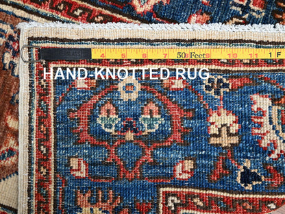 Heriz Tribal & Geometric hand-knotted wool runner in Ivory & Blue, 2'1" x 6'5" — SKU O02437 (view 7)