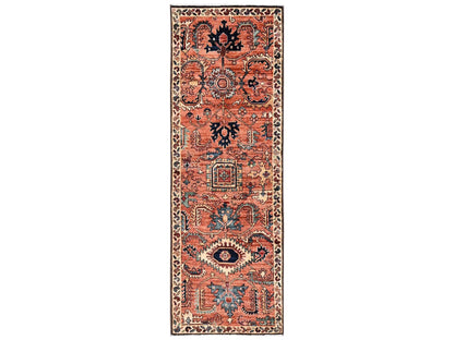 Orange 2'2" x 6'3" Tribal & Geometric Hand knotted Wool Rug - Sku: O02438