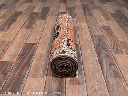 Orange 2'2" x 6'3" Tribal & Geometric Hand knotted Wool Rug - Sku: O02438