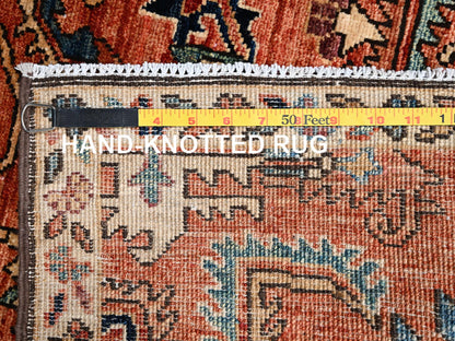 Orange 2'2" x 6'3" Tribal & Geometric Hand knotted Wool Rug - Sku: O02438