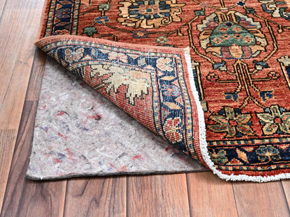 Tribal & Geometric hand-knotted wool runner in Orange & Midnight Blue, 2'9" x 19'4" — SKU O02439 (view 3)