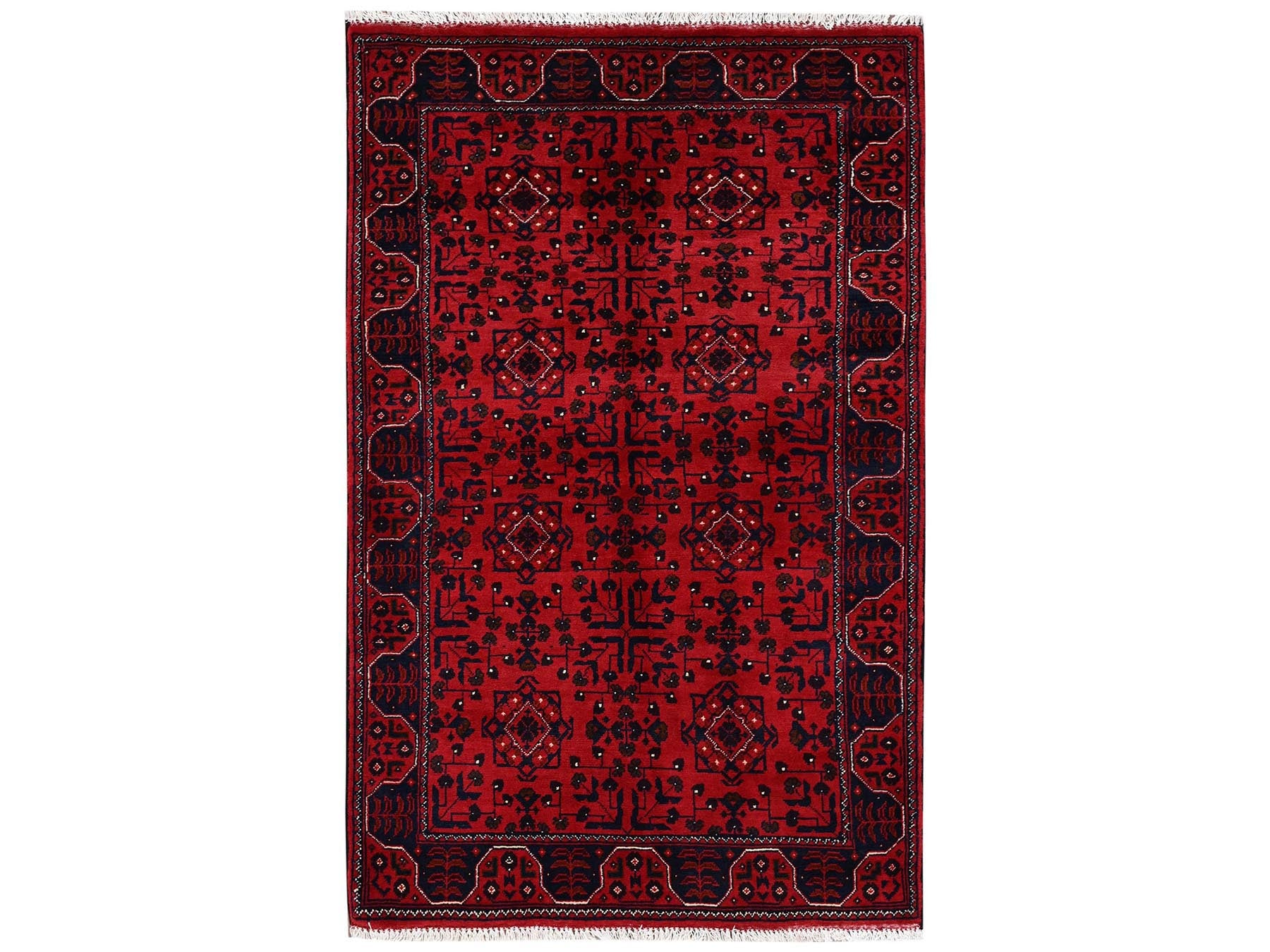 Tribal Tribal & Geometric hand-knotted wool rug in Red, 3'1" x 4'11" — SKU O02441