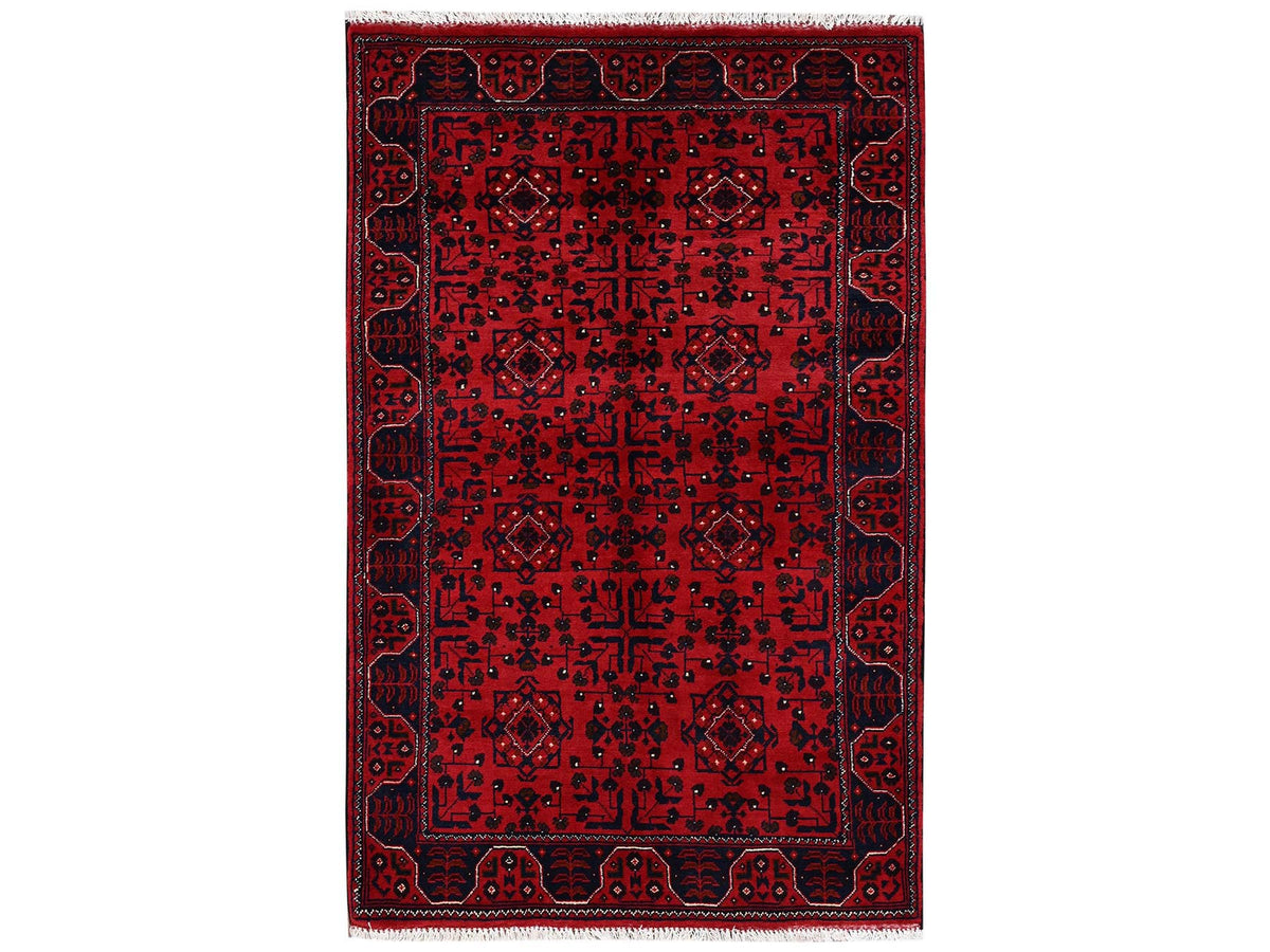 Tribal Tribal & Geometric hand-knotted wool rug in Red, 3'1" x 4'11" — SKU O02441