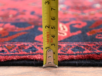 Tribal & Geometric hand-knotted wool rug in Red & Midnight Blue, 3'4" x 4'9" — SKU O02442 (view 6)