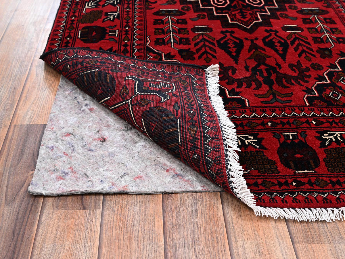 Tribal & Geometric hand-knotted wool rug in Red, 3'5" x 5'5" — SKU O02443 (view 3)