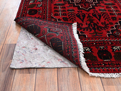 Tribal & Geometric hand-knotted wool rug in Red, 3'5" x 5'5" — SKU O02443 (view 3)
