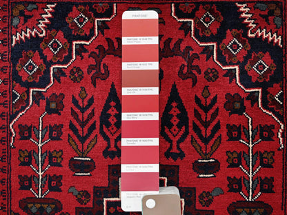 Tribal & Geometric hand-knotted wool rug in Red, 3'5" x 5'5" — SKU O02443 (view 4)