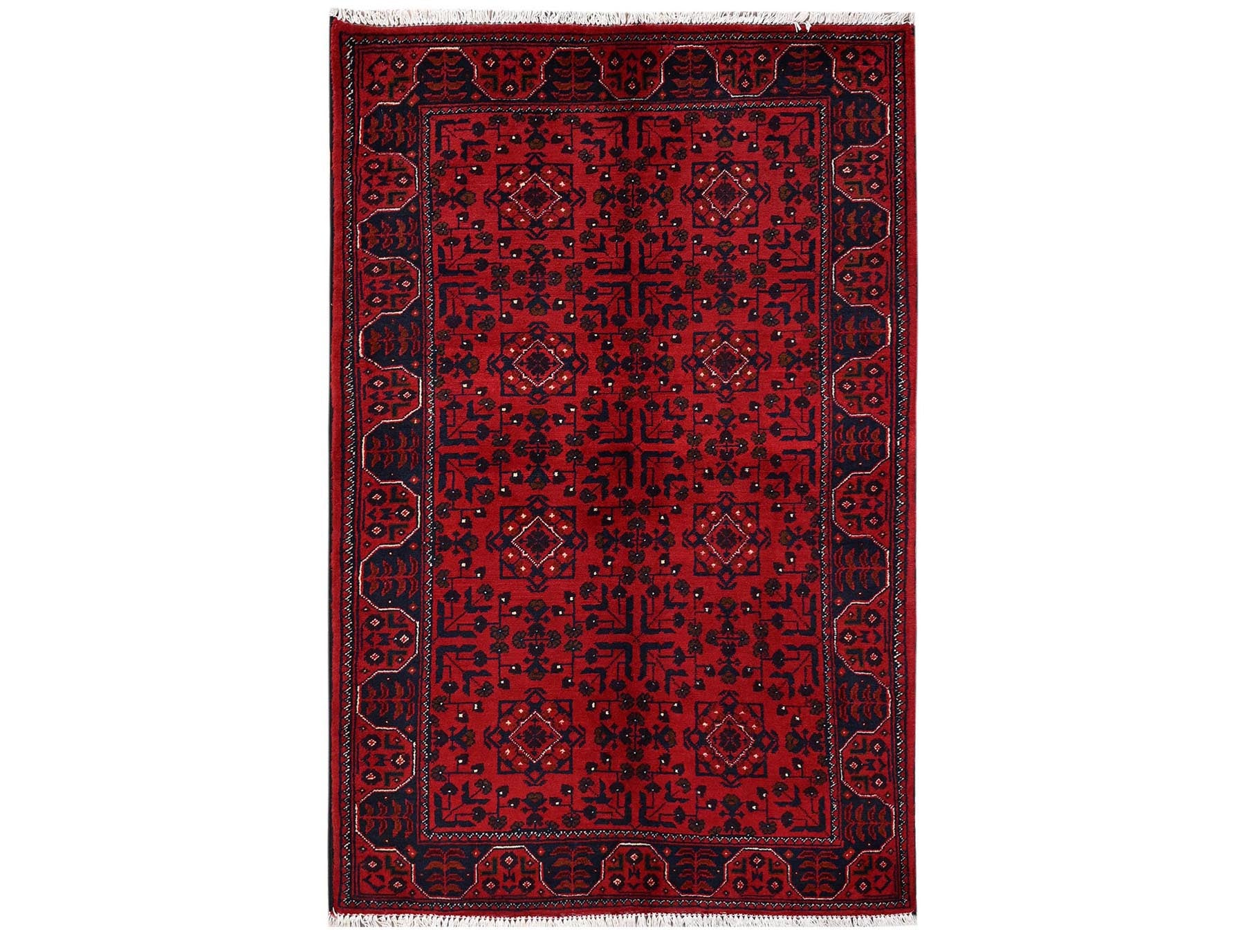 Tribal Tribal & Geometric hand-knotted wool rug in Red, 3'1" x 4'9" — SKU O02444
