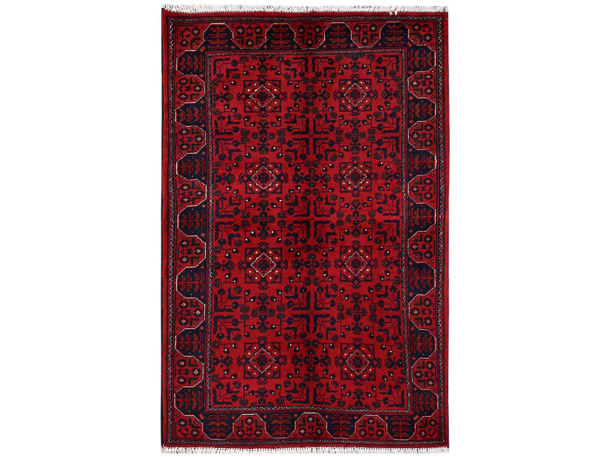 Tribal Tribal & Geometric hand-knotted wool rug in Red, 3'1" x 4'9" — SKU O02444