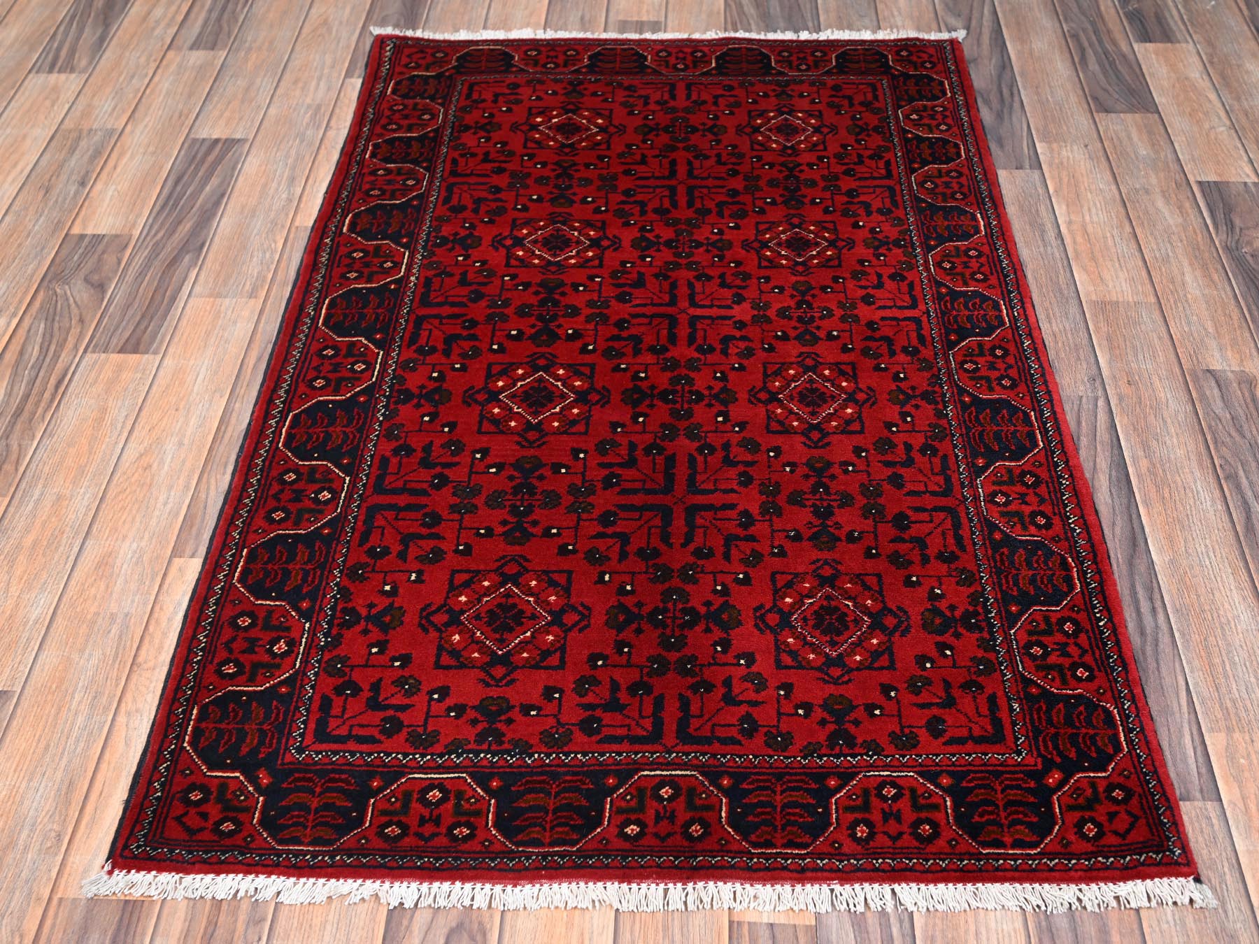 Tribal Tribal & Geometric hand-knotted wool rug in Red, 3'1" x 4'9" — SKU O02444 (view 2)