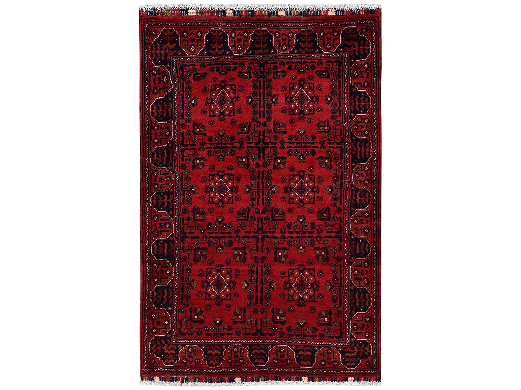 Tribal Tribal & Geometric hand-knotted wool rug in Red, 3'5" x 5'3" — SKU O02445